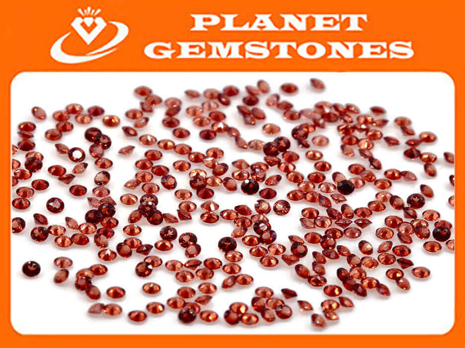 Natural Hessonite January Birthstone Hessonite Garnet gemstone Hessonite MELEE Garnet, Faceted Round 12PCS SET 1.5mm 0.20cts SKU:114647-Garnet-Planet Gemstones