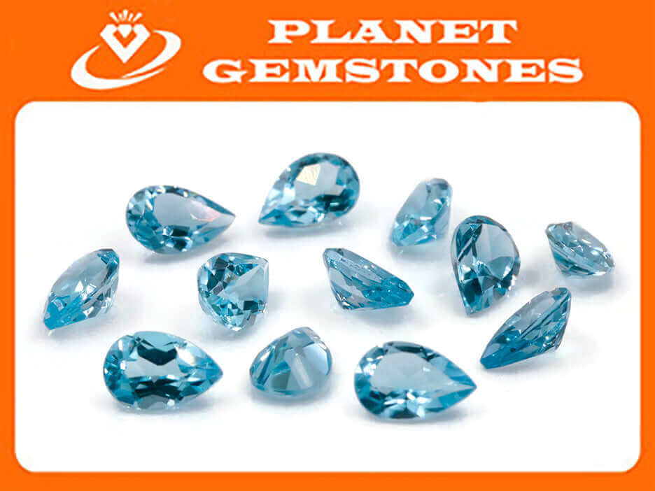 Natural Blue Topaz Gemstone Genuine Blue Topaz Faceted November Birthstone Blue Topaz Sky Blue Topaz Pear 9x6mm 1.50cts SKU:114606-Blue Topaz-Planet Gemstones