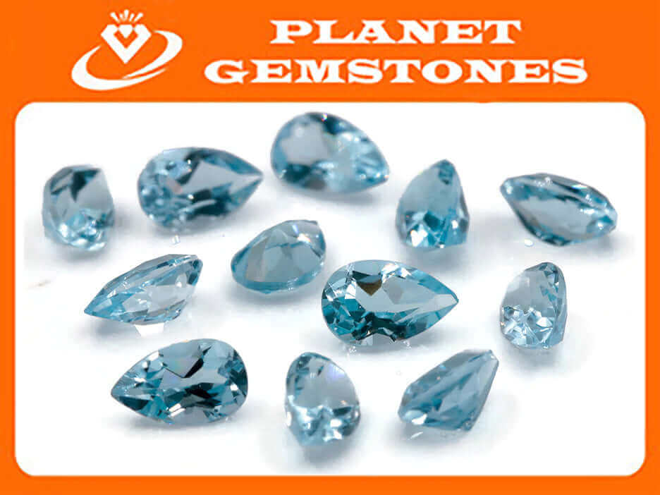 Natural Blue Topaz Gemstone Genuine Blue Topaz Faceted November Birthstone Blue Topaz Sky Blue Topaz Pear 8x5 mm 2.19ct SKU:114605-Blue Topaz-Planet Gemstones