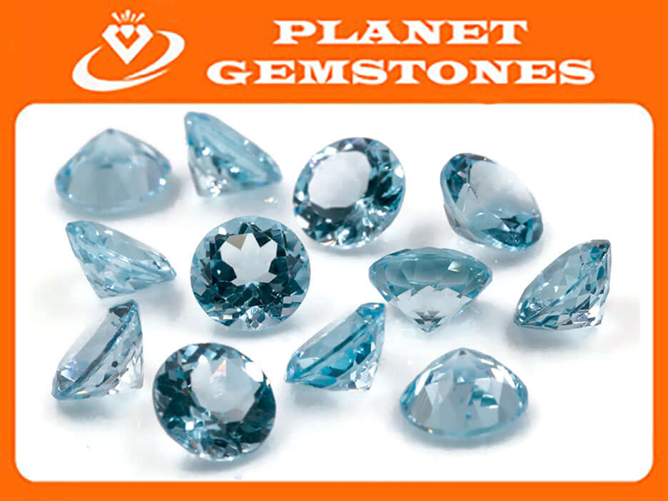 Topaz Round 10mm-Blue Topaz-Planet Gemstones