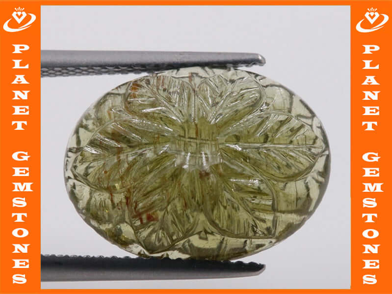 Natural Tourmaline Green Black Tourmaline Tourmaline October Birthstone Black TourmalineDIY Tourmaline Carved loose 9.93ct 17x13mm-Tourmaline-Planet Gemstones