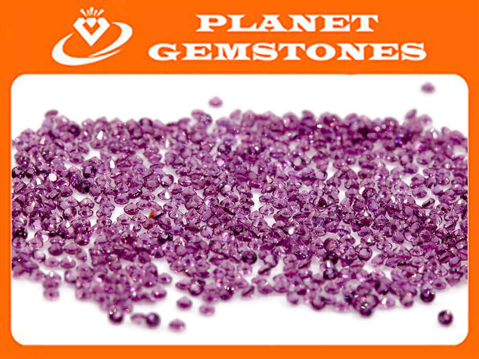 Natural Garnet January Birthstone Rhodolite Garnet gemstone Rhodolite MELEE Garnet, Faceted Round 12PCS SET 1.5mm 0.20cts SKU:114651-Rhodolite-Planet Gemstones