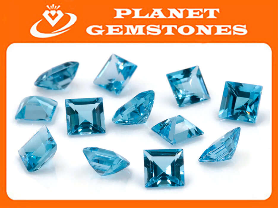 Topaz Square 7mm-Blue Topaz-Planet Gemstones