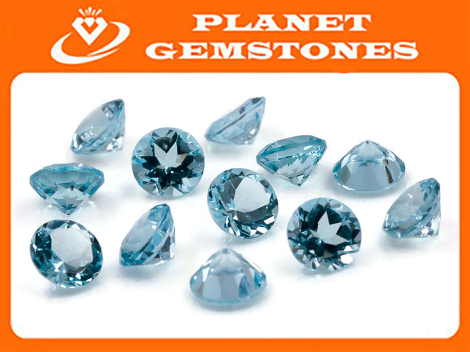 Topaz Round 8mm-Blue Topaz-Planet Gemstones