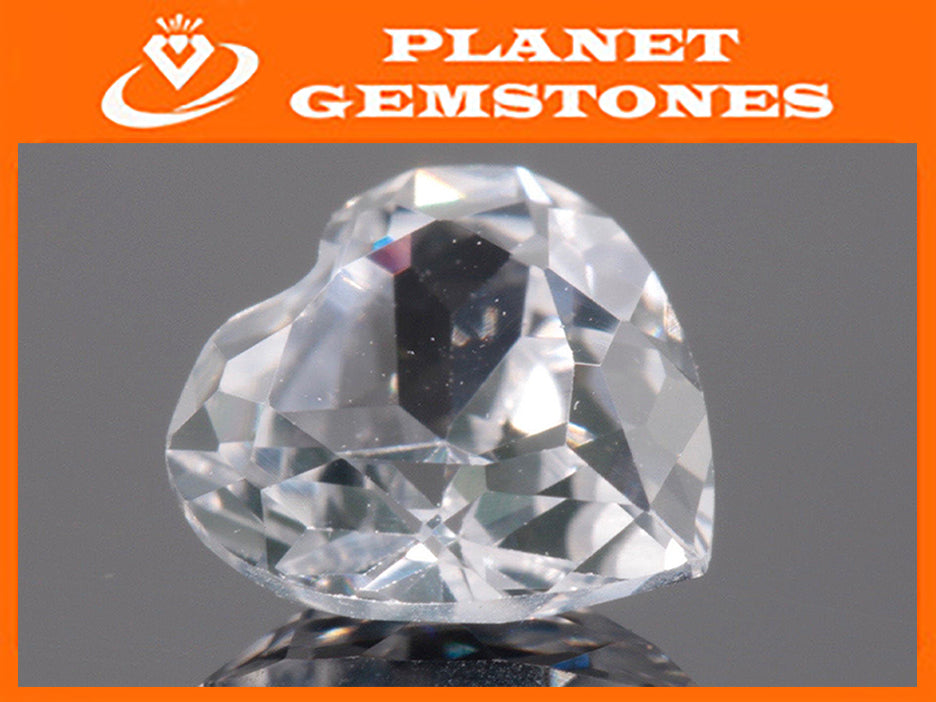 White Created Sapphire 1.0ct Sapphire Gemstone Faceted Sapphire Loose Stone September Birthstone White Sapphire HS 6mm SKU:12872-Planet Gemstones