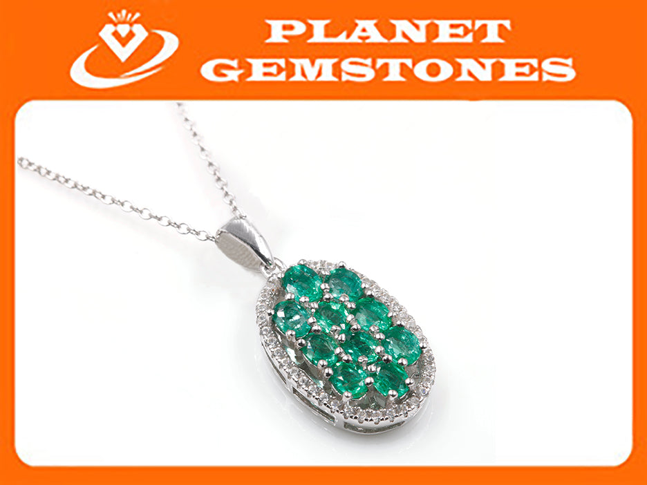 Natural Emerald Emerald Pendant Necklace SKU:6142031-Emerald-Planet Gemstones