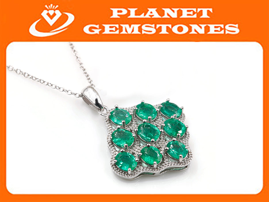 Natural Emerald Emerald Pendant Necklace SKU:6142034-Emerald-Planet Gemstones