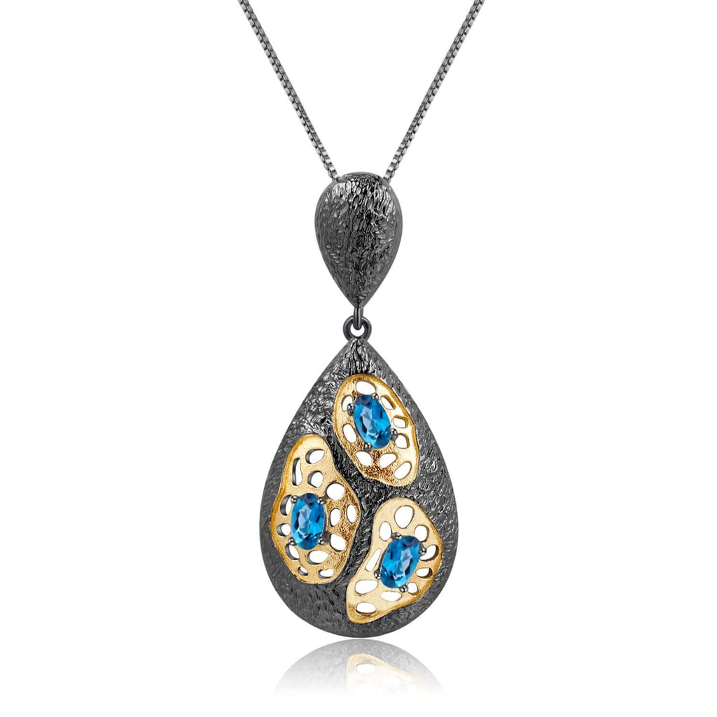 Blue Topaz Pendant Amethyst Pendant Garnet Pendant Handmade Pendant Necklace For Women 925 Sterling Silver Necklace Pendant For Women-necklace-Planet Gemstones