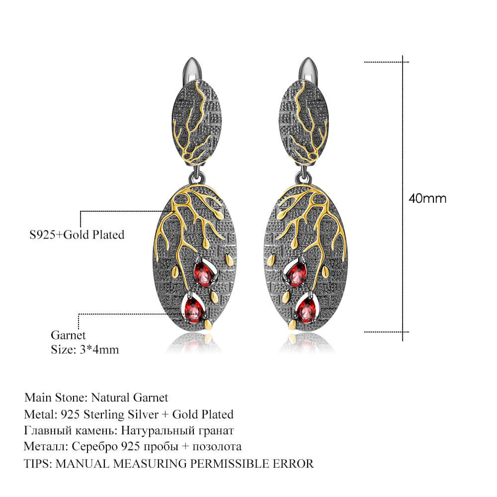 Natural Amethyst Statement Earrings Genuine 925 Sterling Silver Handmade Branch Drop Earrings for Women-earrings-Planet Gemstones