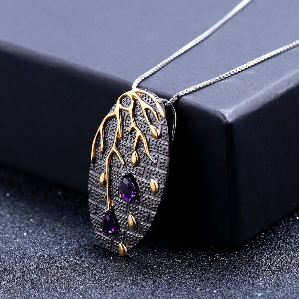 Dainty Necklace Aesthetic Plant Pendant Necklace 925 Sterling Silver Necklace Tree Statement Pendant Necklace For Women-necklace-Planet Gemstones