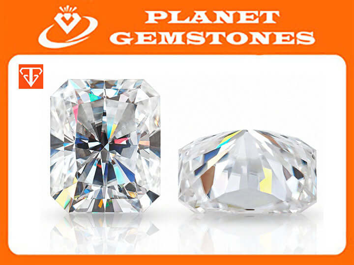White Moissanite Emerald Cut-Moissanite-Planet Gemstones