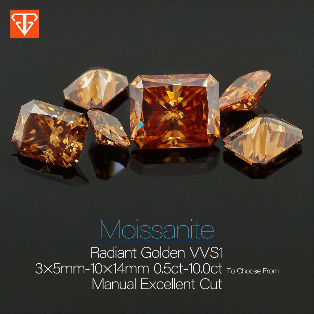 Champagne Moissanite Moissanite Gemstone Faceted Moissanite Loose Stone Radiant Cut Moissanite 7X5mm, 8X6mm SKU: 114493,114494-Moissanite-Planet Gemstones