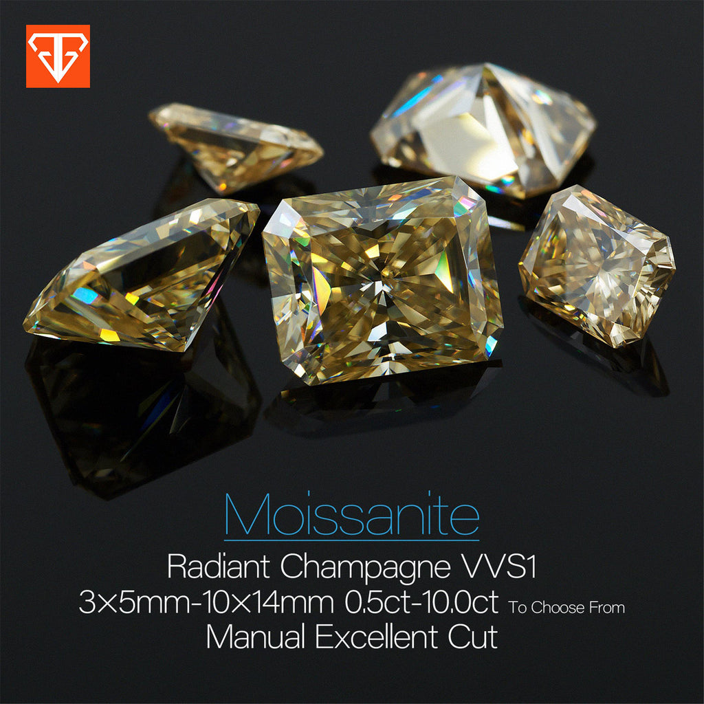 Yellow Moissanite Moissanite Gemstone Faceted Moissanite Loose Stone Radiant Cut Moissanite 7X5mm, 8X6mm SKU: 114495,114496-Moissanite-Planet Gemstones