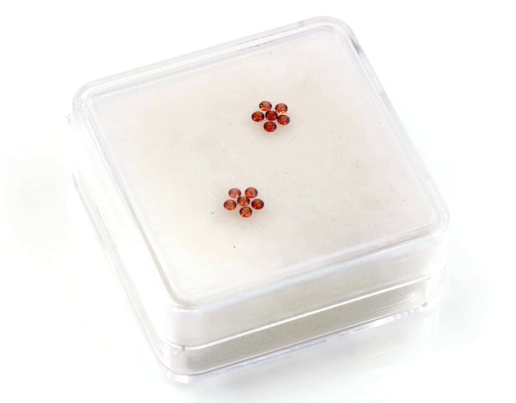 Natural Hessonite January Birthstone Hessonite Garnet gemstone Hessonite MELEE Garnet, Faceted Round 12PCS SET 1.5mm 0.20cts SKU:114647-Garnet-Planet Gemstones