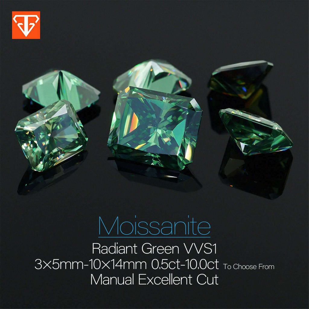 Green Moissanite Radiant Cut-Moissanite-Planet Gemstones