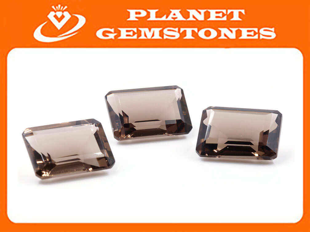 Smoky Quartz Emerald Cut 18x13mm-Planet Gemstones