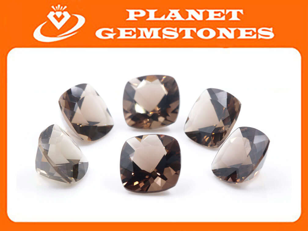 Smoky Quartz Cushion 10mm-QUARTZ-Planet Gemstones