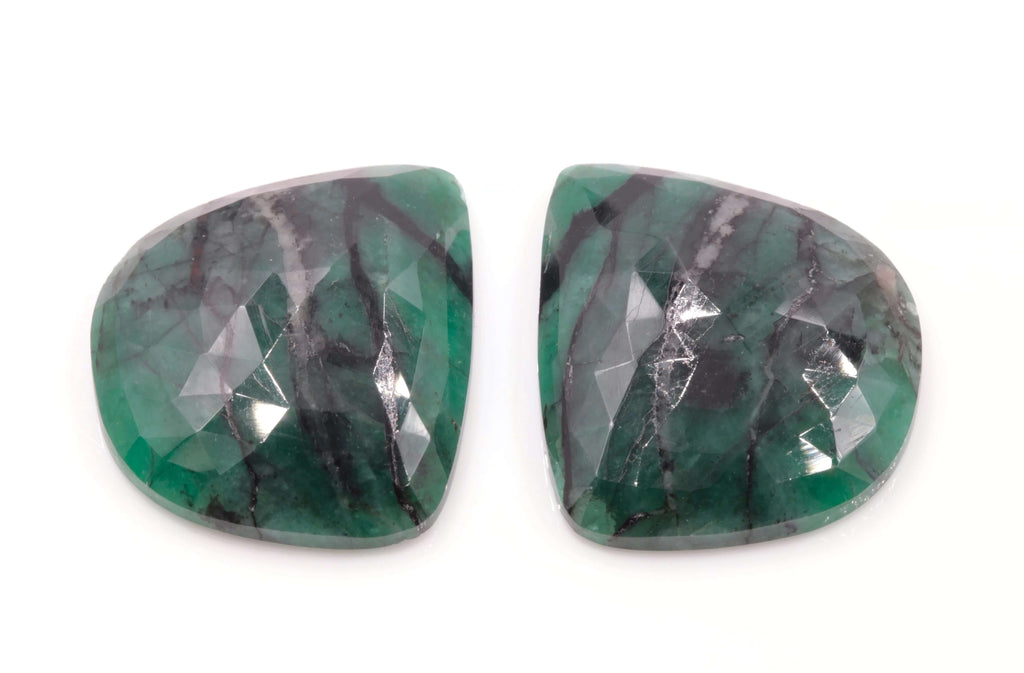 Natural Emerald Slice 28x26mm May Birthstone Emerald Green Natural Emerald Rose Cut Emerald Gemstone SKU:114519-Emerald-Planet Gemstones