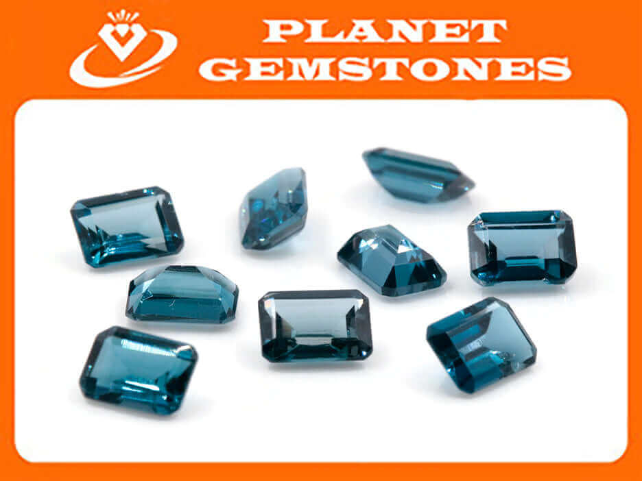 Topaz Emerald cut 7x5mm-Blue Topaz-Planet Gemstones