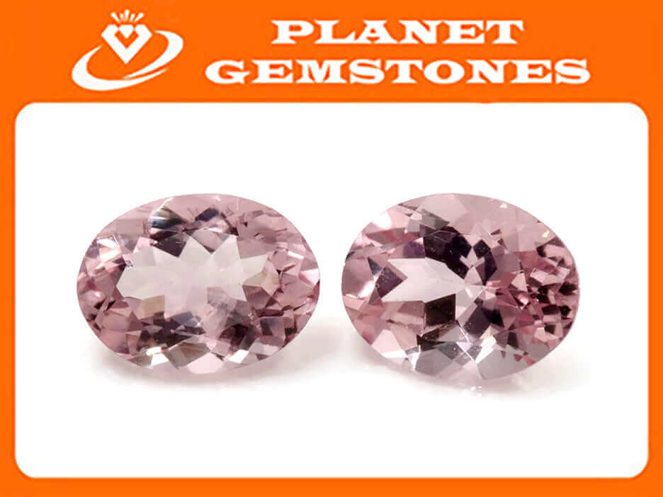 Natural Peach Morganite Oval 8x6mm 2cts Matching Pair Jewelry supplies Loose Morganite Gemstone Pink Oval Morganite SKU:109764-Morganite-Planet Gemstones