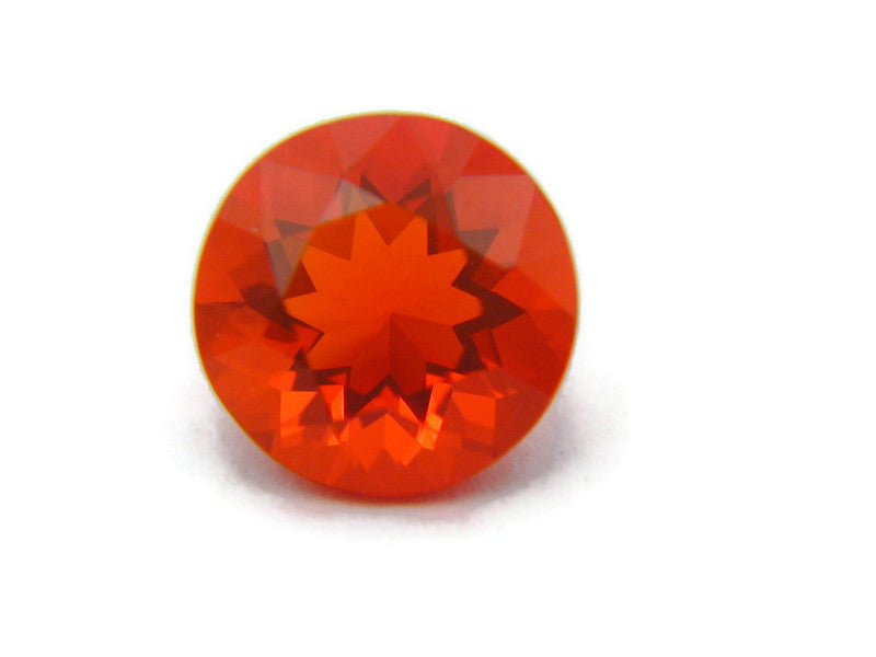 Natural Fire Opal Mexican Fire Opal October birthstone Fire Opal Gemstone Faceted Fire Opal Fire Loose Stone Round 7.1mm 0.93 cts SKU:105201-opal-Planet Gemstones