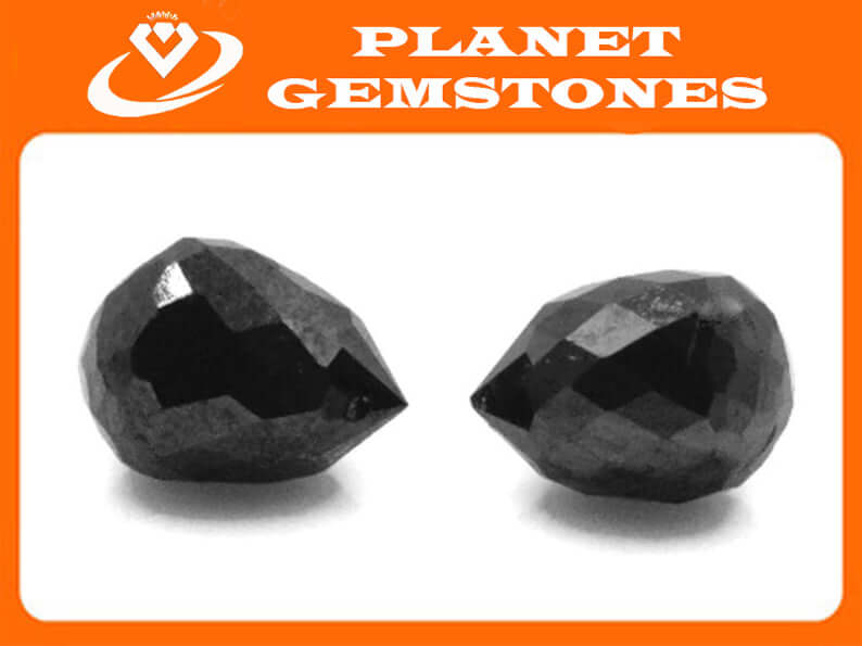 Black Diamond Diamond Briolette Black Diamond Beads Black Diamond Drops Natural Black Diamond For April Beads 4X3MM 1.26Ct PAIR-Planet Gemstones