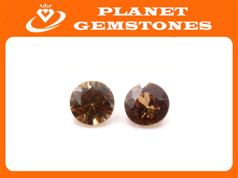 Champagne Zircon Round 6.5mm-Planet Gemstones
