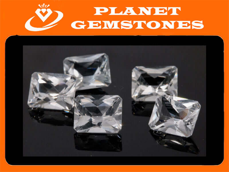Natural Rock Crystal DIY Jewelry Quartz faceted quartz stone white quartz beads rock crystal Emerald Cut 10x8mm DIY Jewelry Supplies-Planet Gemstones