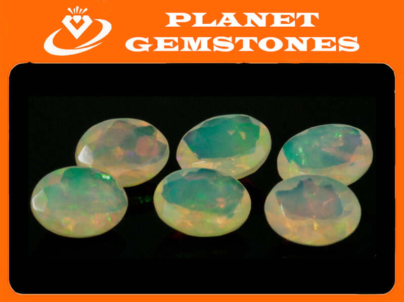 Natural Opal Ethiopian Opal Loose Ethiopian Opal Natural Welo Opal Rainbow Fire Opal Ethiopian Opal, Faceted Round, 8x6mm, 0.75ct-Planet Gemstones