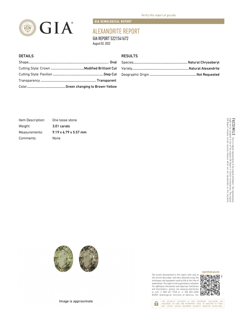 GIA Certified Alexandrite Oval 3cts-Alexandrite-Planet Gemstones