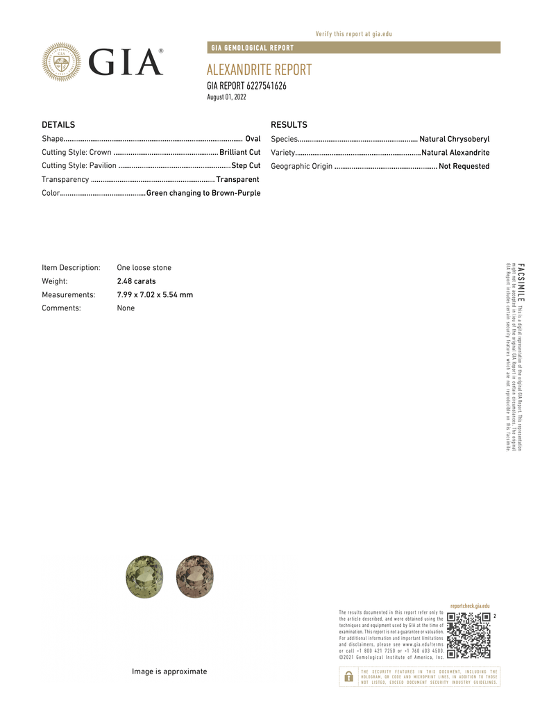 GIA Certified Alexandrite Oval 2.48ct-Alexandrite-Planet Gemstones