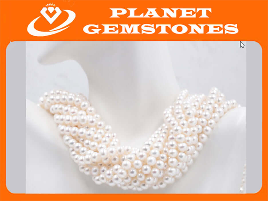 Fresh Water Pearls Real pearl necklace Cultured pearls Small pearl Necklace Natural white pearl Bulk Pearl 16"6-7, 7-8mm 15" SKU:113146-Planet Gemstones