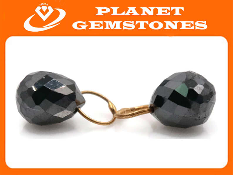 Black Diamond Diamond Briolette Black Diamond Beads Black Diamond Drops Natural Black Diamond For April Beads 18KT YG 4X3MM 1.30Ct-Planet Gemstones