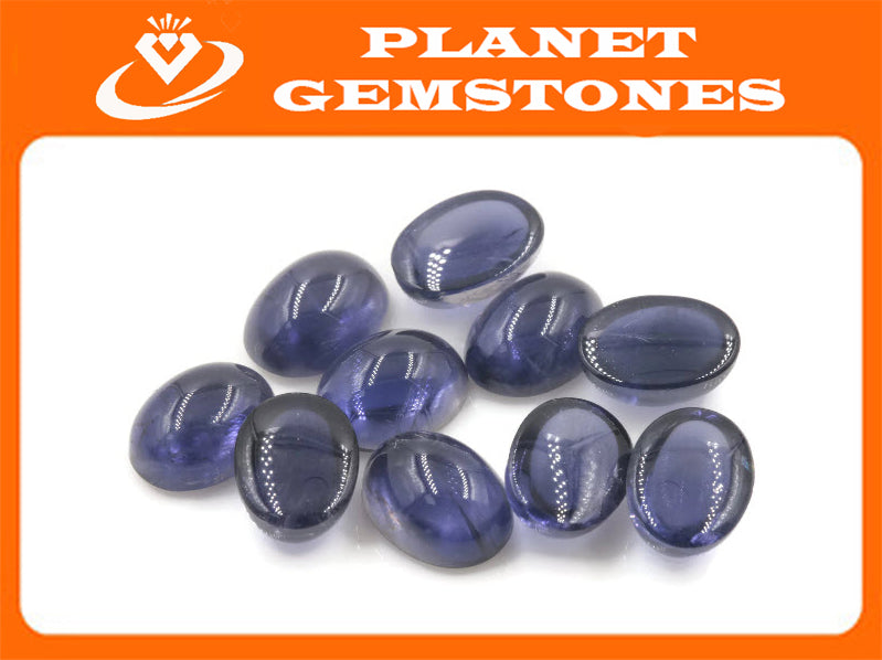 Natural Iolite Gemstone Cabochon Iolite Stone Iolite Loose Round Iolite Vettrigemsusa Oval Cabochon IOLITE lot 5, 8x6mm, 1.10ct-Planet Gemstones