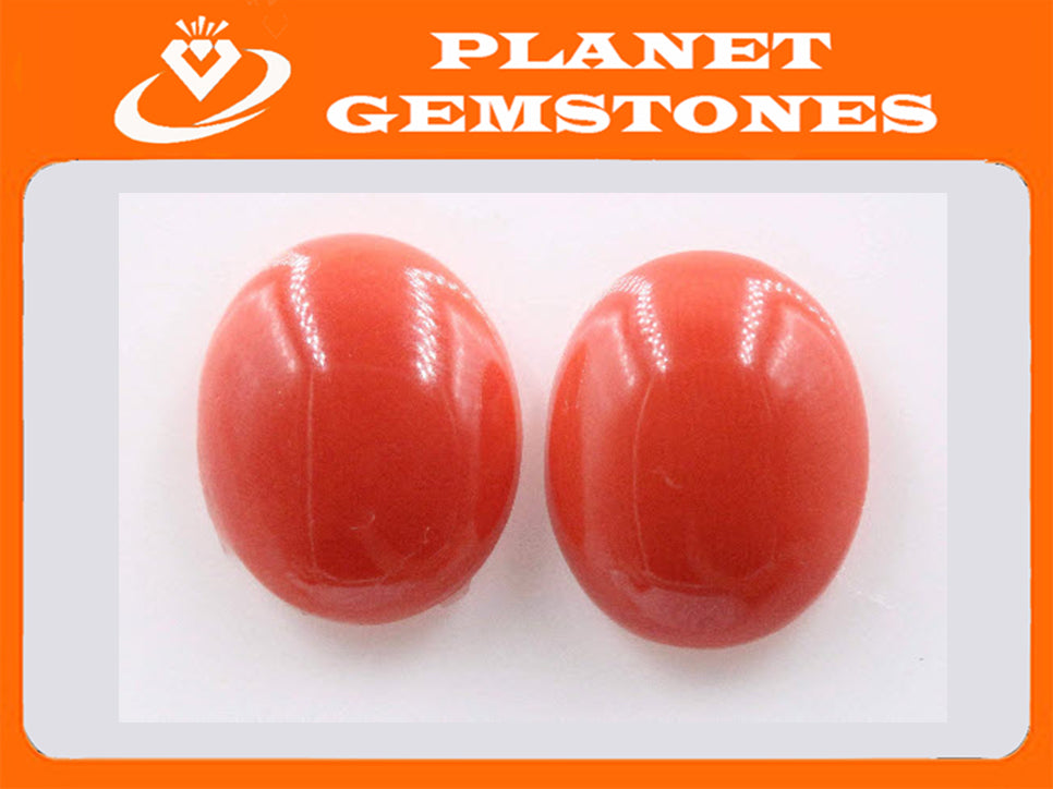 Coral Pair 12x10mm-Planet Gemstones