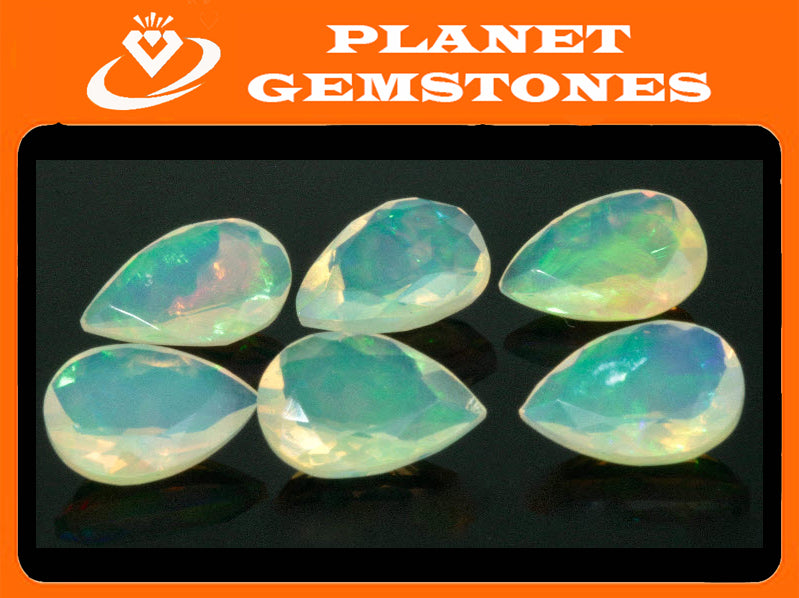 Natural Opal Ethiopian Opal Loose Ethiopian Opal Natural Welo Opal Rainbow Fire Opal Ethiopian Opal, Faceted Round, 9x6mm, 0.75ct-Planet Gemstones