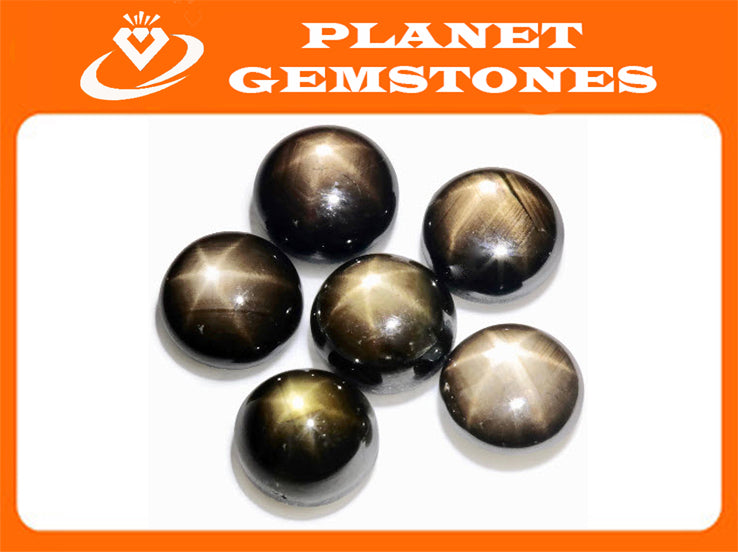 Natural Sapphire Star Sapphire Black Star Sapphire September Birthstone Golden Star Sapphire DIY Jewelry Supplies RD 2.20ct 7mm-Planet Gemstones