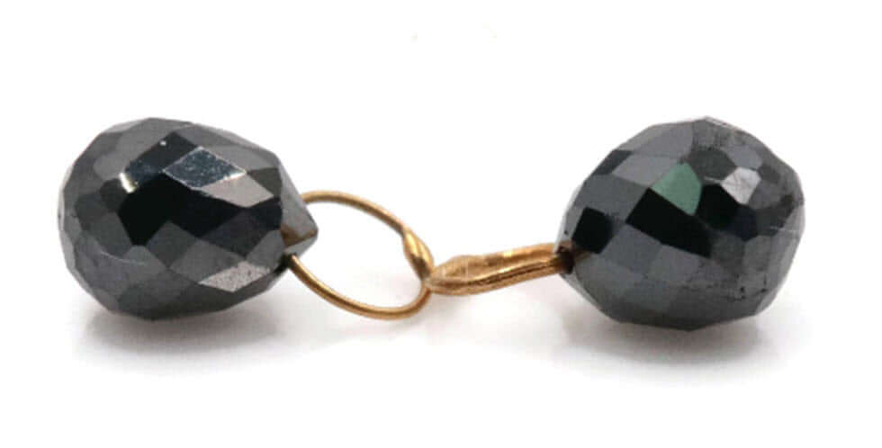 Black Diamond Diamond Briolette Black Diamond Beads Black Diamond Drops Natural Black Diamond For April Beads 18KT YG 5X3MM 1.38CT-Planet Gemstones