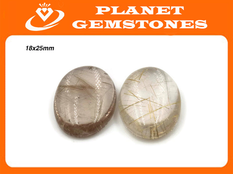 Rutile Quartz Oval 15-25mm-Planet Gemstones