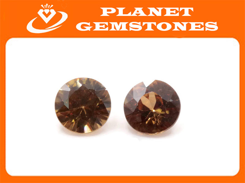 Champagne Zircon Round 6.5mm-Planet Gemstones