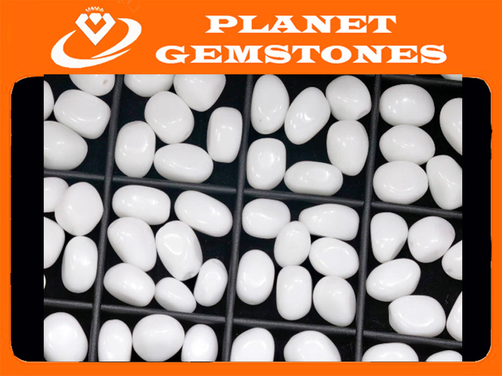 White Agate 16x8mm-Planet Gemstones