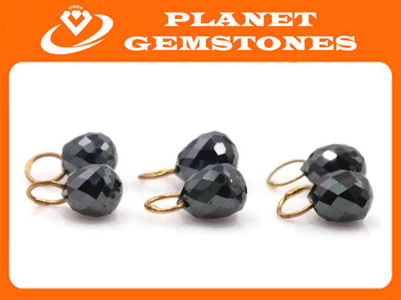 Black Diamond Diamond Briolette Black Diamond Beads Black Diamond Drops Natural Black Diamond For April Beads 18KT YG 4X3MM wt 0.44 ct-Planet Gemstones