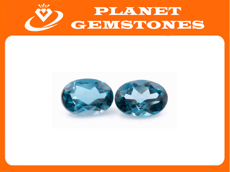 Natural Blue Topaz Gemstone Matching Pair Blue Topaz Faceted November Birthstone Blue Topaz Loose Blue Topaz OV 7X5mm 2cts SKU:111355-Planet Gemstones