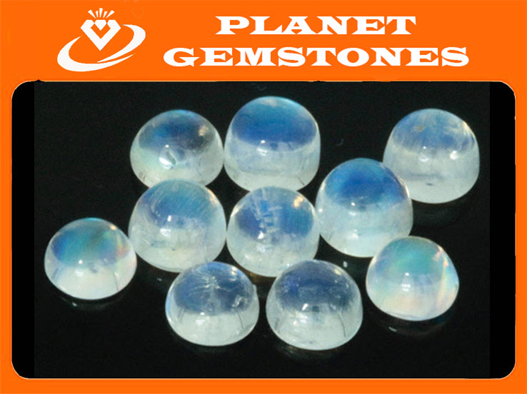 Natural Moonstone Blue moonstone Rainbow Moonstone June Birthstone Moonstone DIY jewelry Supplies Moonstone cabs 7mm 1 pc 1ct-Planet Gemstones