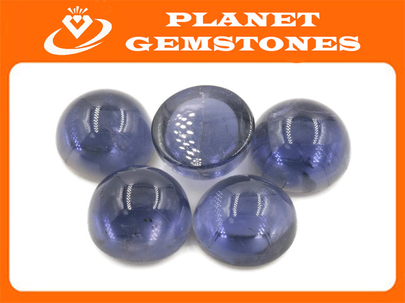 Natural Iolite Gemstone Cabochon Iolite Stone Iolite Loose Round Iolite Vettrigemsusa Round Cabochon IOLITE, 10mm, 5.32 ct-Planet Gemstones