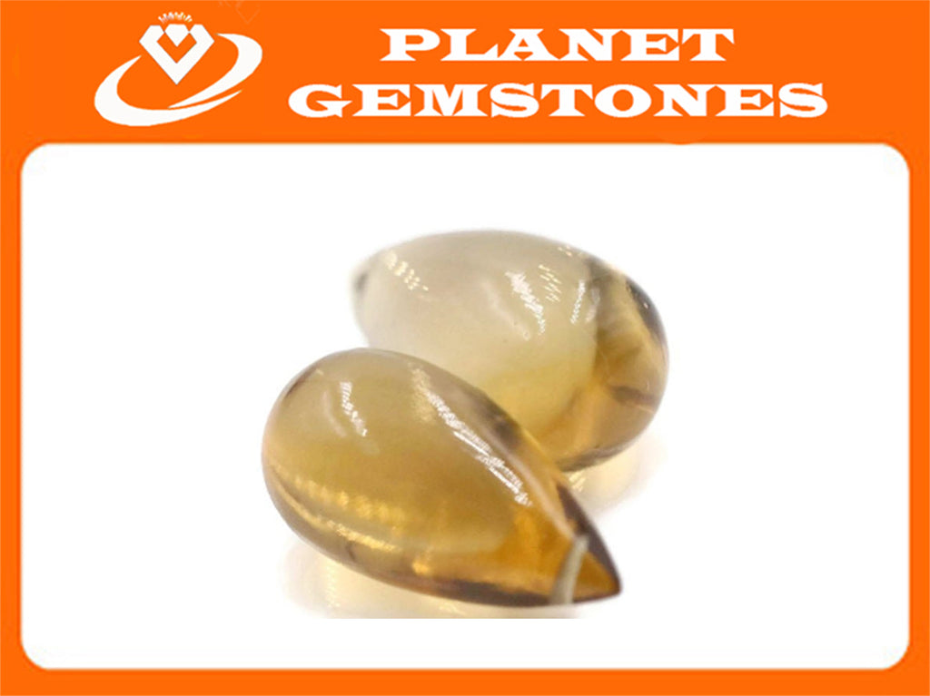 Natural Champagne Quartz Smoky quartz Beads faceted quartz DIY Jewelry Champagne Quartz drops matching pair PR 16x11mm 15.12ct SKU:113097-Planet Gemstones