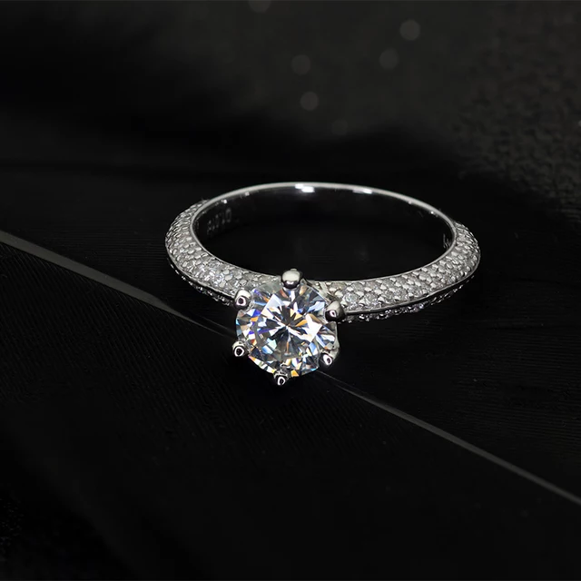 Womens Luxury halo ring with D color white jewelems diamond.-Planet Gemstones