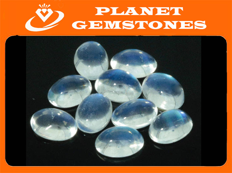 Natural Moonstone Blue moonstone Rainbow Moonstone June Birthstone Moonstone DIY jewelry Supplies Moonstone cabs 7x5mm 1 pc 0.72ct-Planet Gemstones