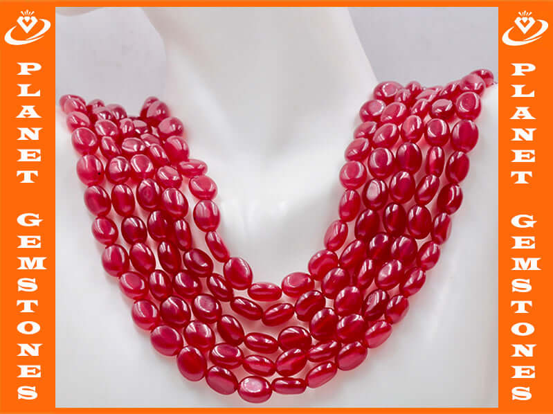 Genuine ruby Quartz Ruby Quartz necklace ruby Quartz beads ruby Quartz beads necklace for women ruby necklace SKU: 114341,114342-Ruby-Planet Gemstones