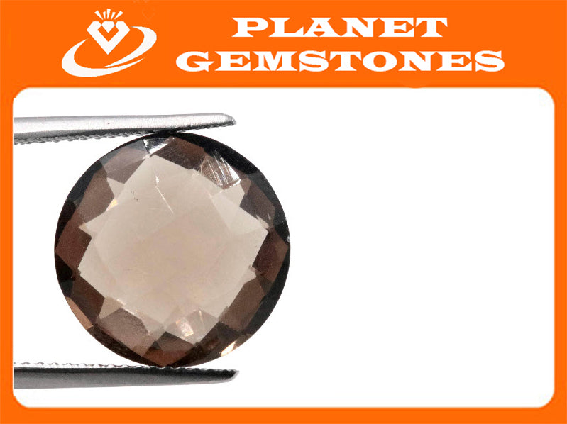 Natural Quartz Natural Smoky Quartz Smoky Vintage Quartz DIY Jewelry Loose Stone Smoky Quartz Square Smokey Quartz Round 14mm, 7.33ct-Planet Gemstones